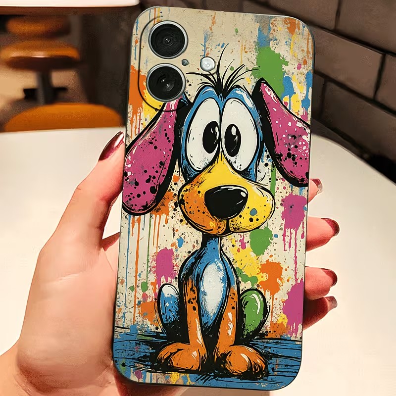 Mini Pc Case - Graffiti Renkli Köpek Yavrusu TPU Telefon